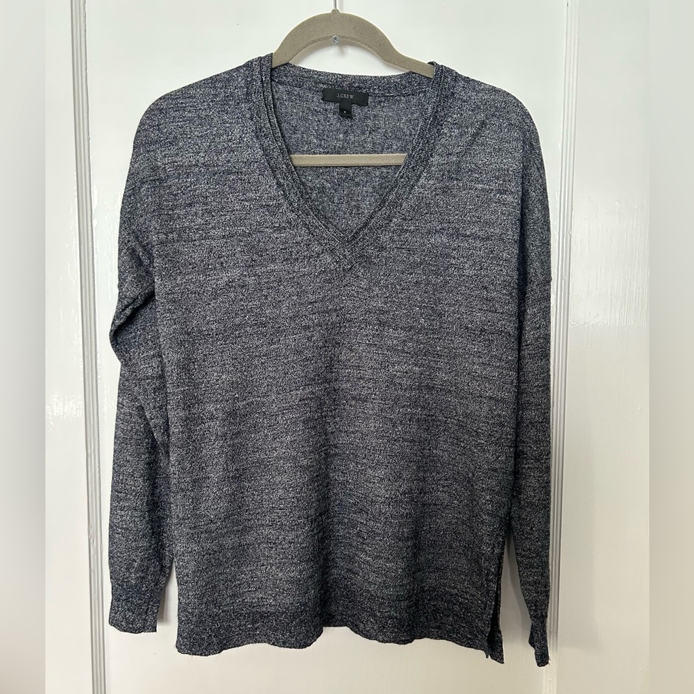 J.Crew Gray Lightweight Merino Wool V Neck Sweater Size Small